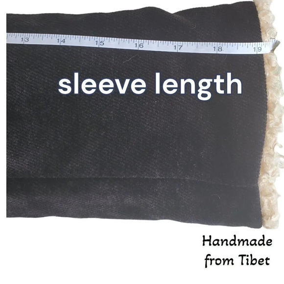 Handmade Tibetan | Cord Children's Coat with Angora Lining | Black | sz 5 / 6 - Picture 9 of 10